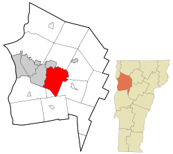 Chittenden County Vermont incorporated and unincorporated areas Williston highlighted